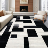 Ultra Soft Area Rug, Non Slip, Stain Resistant, Washable Area Rugs for Living Room, Bedroom, Geometric Black White Floor Rug(Gray)
