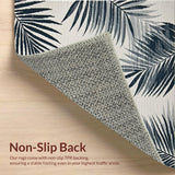 Ultra Soft Area Rug, Non Slip, Stain Resistant, Washable Area Rugs for Living Room, Bedroom, Chic Grey Coastal Leaf Pattern(Blue)
