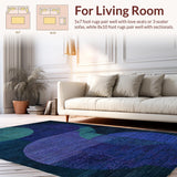 Ultra Soft Area Rug, Non Slip, Stain Resistant, Washable Area Rugs for Living Room, Bedroom, Deep Sea Creature Rug With Intertwined Tentacle Graphic Art Design(Blue)