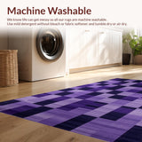 Ultra Soft Area Rug, Non Slip, Stain Resistant, Washable Area Rugs for Living Room, Bedroom, Bold Graphic White and Purple Design(Purple)