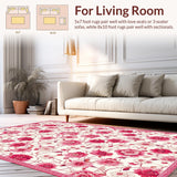 Ultra Soft Area Rug, Non Slip, Stain Resistant, Washable Area Rugs for Living Room, Bedroom, Soft Earthy Floral Accents(White)