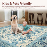 Ultra Soft Area Rug, Non Slip, Stain Resistant, Washable Area Rugs for Living Room, Bedroom, Modern Mosaic Area with Boho Geometric Tiles and Subtle Botanical Details(Beige)