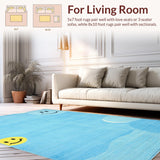 Ultra Soft Area Rug, Non Slip, Stain Resistant, Washable Area Rugs for Living Room, Bedroom, Lighthearted Cartoonish Graphic Motif(Blue)