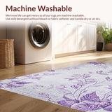 Ultra Soft Area Rug, Non Slip, Stain Resistant, Washable Area Rugs for Living Room, Bedroom, Trendy Floral Contemporary Touch(Purple)