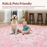Ultra Soft Area Rug, Non Slip, Stain Resistant, Washable Area Rugs for Living Room, Bedroom, Serene Minimalist Blooming Aesthetic(Pink)