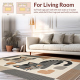 Ultra Soft Area Rug, Non Slip, Stain Resistant, Washable Area Rugs for Living Room, Bedroom, Trendy Minimalist Animal Aesthetic(Gray)