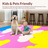 Ultra Soft Area Rug, Non Slip, Stain Resistant, Washable Area Rugs for Living Room, Bedroom, Sunny Playful Artistic Elements(Pink)