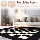Contemporary Black and Ivory Checkerboard(Black)