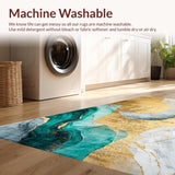 Ultra Soft Area Rug, Non Slip, Stain Resistant, Washable Area Rugs for Living Room, Bedroom, Chic Turquoise and Gold Fusion(Gold)