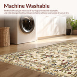 Ultra Soft Area Rug, Non Slip, Stain Resistant, Washable Area Rugs for Living Room, Bedroom, Rustic Neutral Botanical Motif(Beige)