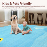 Ultra Soft Area Rug, Non Slip, Stain Resistant, Washable Area Rugs for Living Room, Bedroom, Lighthearted Cartoonish Graphic Motif(Blue)