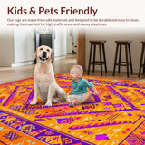 Ultra Soft Area Rug, Non Slip, Stain Resistant, Washable Area Rugs for Living Room, Bedroom, Chic Ethnic Patterned Accent(Orange)