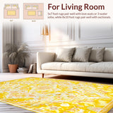 Ultra Soft Area Rug, Non Slip, Stain Resistant, Washable Area Rugs for Living Room, Bedroom, Lively Yellow Abstract Aesthetic(Yellow)