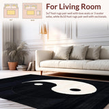 Ultra Soft Area Rug, Non Slip, Stain Resistant, Washable Area Rugs for Living Room, Bedroom, Elegant Traditional Yin Yang Motif(Black)
