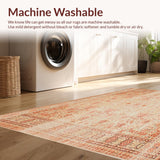 Ultra Soft Area Rug, Non Slip, Stain Resistant, Washable Area Rugs for Living Room, Bedroom, Beige Rustic Kitchen(Orange)