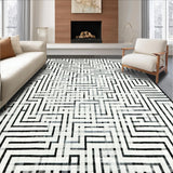 Ultra Soft Area Rug, Non Slip, Stain Resistant, Washable Area Rugs for Living Room, Bedroom, Industrial Edge Rug Showcasing Sleek Parallel Stripes and Artistic Line Play(White)