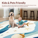 Ultra Soft Area Rug, Non Slip, Stain Resistant, Washable Area Rugs for Living Room, Bedroom, Rustic Beach Shell Embellishments(Beige)
