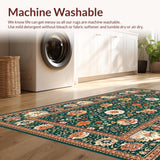 Ultra Soft Area Rug, Non Slip, Stain Resistant, Washable Area Rugs for Living Room, Bedroom, Contemporary Nature Inspired Design(Green)