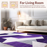 Ultra Soft Area Rug, Non Slip, Stain Resistant, Washable Area Rugs for Living Room, Bedroom, Vibrant Minimalist Artful Design(Purple)