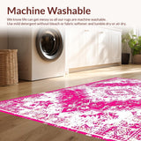 Ultra Soft Area Rug, Non Slip, Stain Resistant, Washable Area Rugs for Living Room, Bedroom, Serene Watercolor Floral Impression(White)