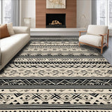Ultra Soft Area Rug, Non Slip, Stain Resistant, Washable Area Rugs for Living Room, Bedroom, Elegant Boho Inspired Area with Intricate Black and Beige Tribal Motifs(Black)