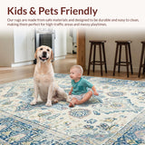 Ultra Soft Area Rug, Non Slip, Stain Resistant, Washable Area Rugs for Living Room, Bedroom, Rustic Light Grey Tiled Design(Beige)