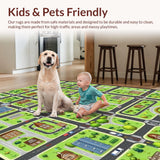 Ultra Soft Area Rug, Non Slip, Stain Resistant, Washable Area Rugs for Living Room, Bedroom, Whimsical Neighborhood Discovery Pattern(Brown)