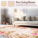Ultra Soft Area Rug, Non Slip, Stain Resistant, Washable Area Rugs for Living Room, Bedroom, Charming Plush Floral Elegance(Beige)