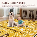 Ultra Soft Area Rug, Non Slip, Stain Resistant, Washable Area Rugs for Living Room, Bedroom, Elegant Low-Pile Geometric Design(Yellow)