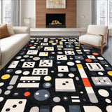 Ultra Soft Area Rug, Non Slip, Stain Resistant, Washable Area Rugs for Living Room, Bedroom, Stylish Graphic Dice Arrangement(Black)