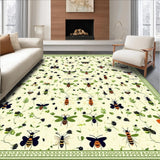 Ultra Soft Area Rug, Non Slip, Stain Resistant, Washable Area Rugs for Living Room, Bedroom, Whimsical Insect Motif Accent(Beige)