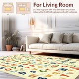 Ultra Soft Area Rug, Non Slip, Stain Resistant, Washable Area Rugs for Living Room, Bedroom, Rustic Warm Alphabet Graphics(Red)