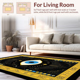 Ultra Soft Area Rug, Non Slip, Stain Resistant, Washable Area Rugs for Living Room, Bedroom, Rustic Symmetrical Eye Arrangement(Black)