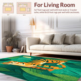 Ultra Soft Area Rug, Non Slip, Stain Resistant, Washable Area Rugs for Living Room, Bedroom, Lively Colorful Safari Theme(Orange)