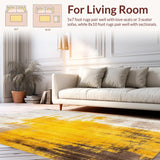 Ultra Soft Area Rug, Non Slip, Stain Resistant, Washable Area Rugs for Living Room, Bedroom, Rustic Painted Area Faux Wool Entrance Non Skid Door Mat(Yellow)