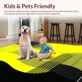 Ultra Soft Area Rug, Non Slip, Stain Resistant, Washable Area Rugs for Living Room, Bedroom, Abstract Linear(Yellow)