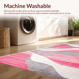 Ultra Soft Area Rug, Non Slip, Stain Resistant, Washable Area Rugs for Living Room, Bedroom, Soft Contemporary Abstract Aesthetics(Pink)