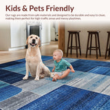 Ultra Soft Area Rug, Non Slip, Stain Resistant, Washable Area Rugs for Living Room, Bedroom, Modern Whimsical Patterned Flair(Blue)