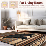 Ultra Soft Area Rug, Non Slip, Stain Resistant, Washable Area Rugs for Living Room, Bedroom, Rustic Nature-Inspired Bear Design(Black)