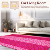 Ultra Soft Area Rug, Non Slip, Stain Resistant, Washable Area Rugs for Living Room, Bedroom, Whimsical Pink Animal Print Delight(Pink)