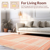 Ultra Soft Area Rug, Non Slip, Stain Resistant, Washable Area Rugs for Living Room, Bedroom, Minimalist Peach Trellis Accent Style(Orange)