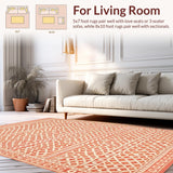 Ultra Soft Area Rug, Non Slip, Stain Resistant, Washable Area Rugs for Living Room, Bedroom, Trendy Abstract Organic Shapes(Orange)