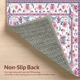 Ultra Soft Area Rug, Non Slip, Stain Resistant, Washable Area Rugs for Living Room, Bedroom, Elegant Low-Pile Floral Delight(White)