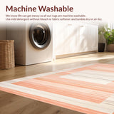 Ultra Soft Area Rug, Non Slip, Stain Resistant, Washable Area Rugs for Living Room, Bedroom, Stylish Transitional Medallion Motif(Orange)