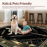 Ultra Soft Area Rug, Non Slip, Stain Resistant, Washable Area Rugs for Living Room, Bedroom, Dark Elegance Animal Pattern(Black)