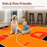 Ultra Soft Area Rug, Non Slip, Stain Resistant, Washable Area Rugs for Living Room, Bedroom, Youthful Circular Playtime Design(Orange)