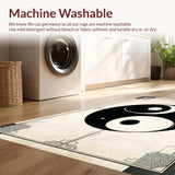 Ultra Soft Area Rug, Non Slip, Stain Resistant, Washable Area Rugs for Living Room, Bedroom, Contemporary Monochrome Symbolic Design(Black)