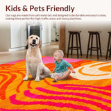 Ultra Soft Area Rug, Non Slip, Stain Resistant, Washable Area Rugs for Living Room, Bedroom, Energetic Modern Artistic Approach(Orange)