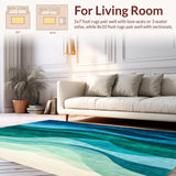 Ultra Soft Area Rug, Non Slip, Stain Resistant, Washable Area Rugs for Living Room, Bedroom, Modern抽象 Area Abstract Wave(Blue)