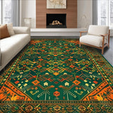 Ultra Soft Area Rug, Non Slip, Stain Resistant, Washable Area Rugs for Living Room, Bedroom, Rustic Vibrant Striped Texture(Green)